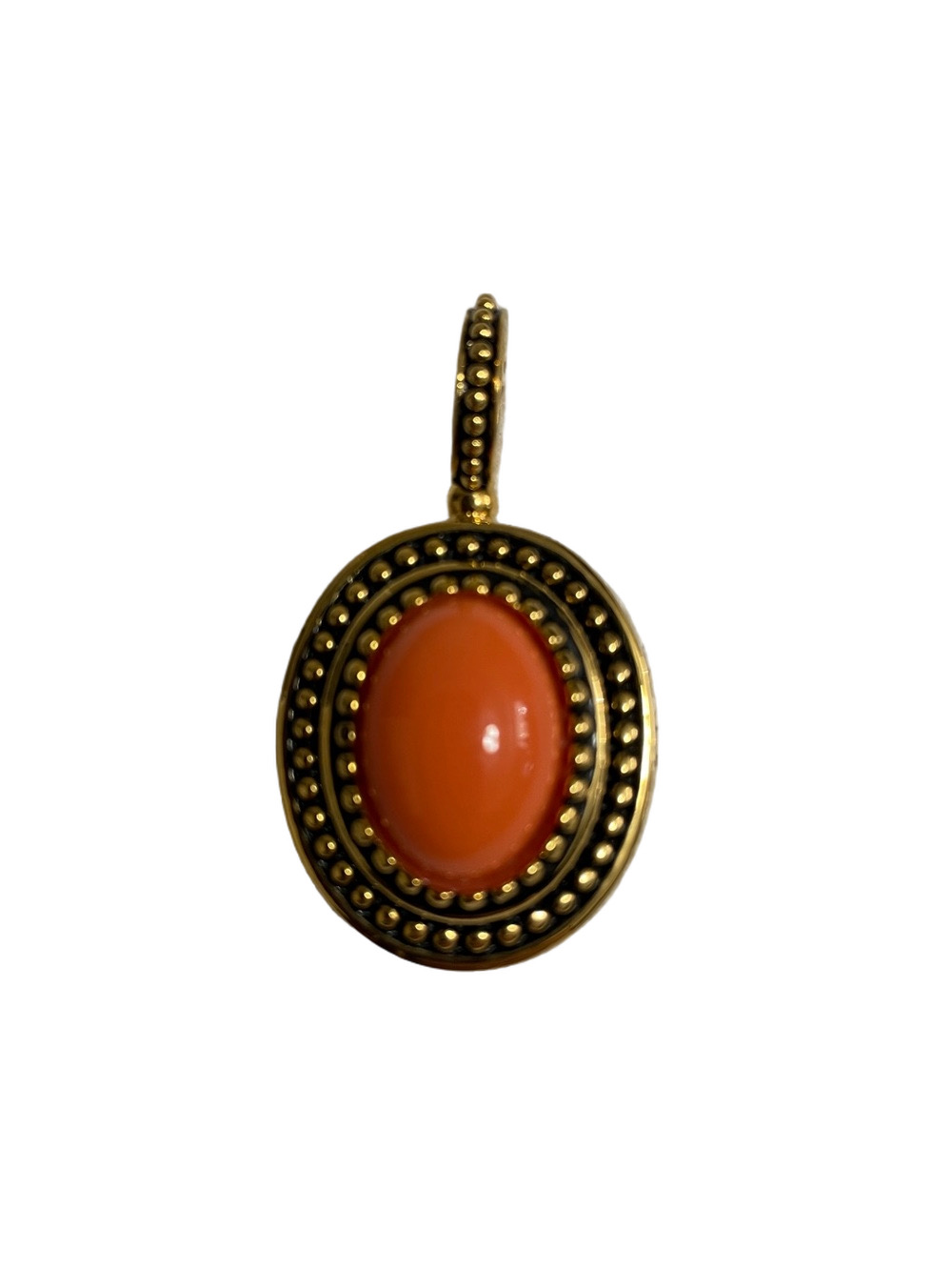 Vintage Joan Rivers Gold-Tone Pendant with Faux Coral Cabochon
